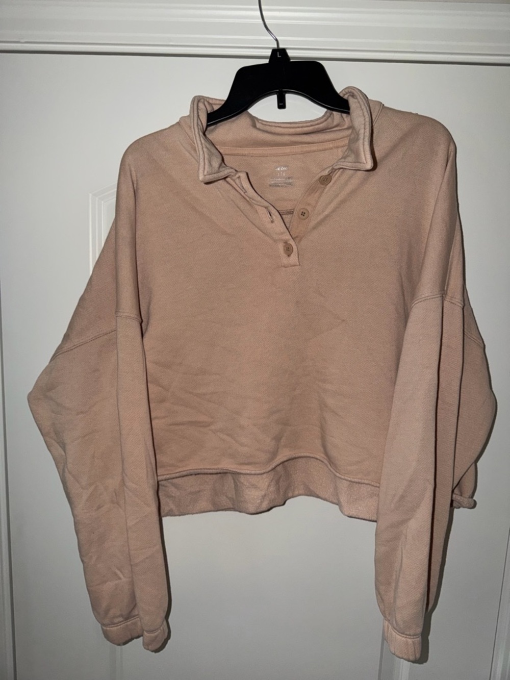 aerie Cropped Button-Down Top - Blush